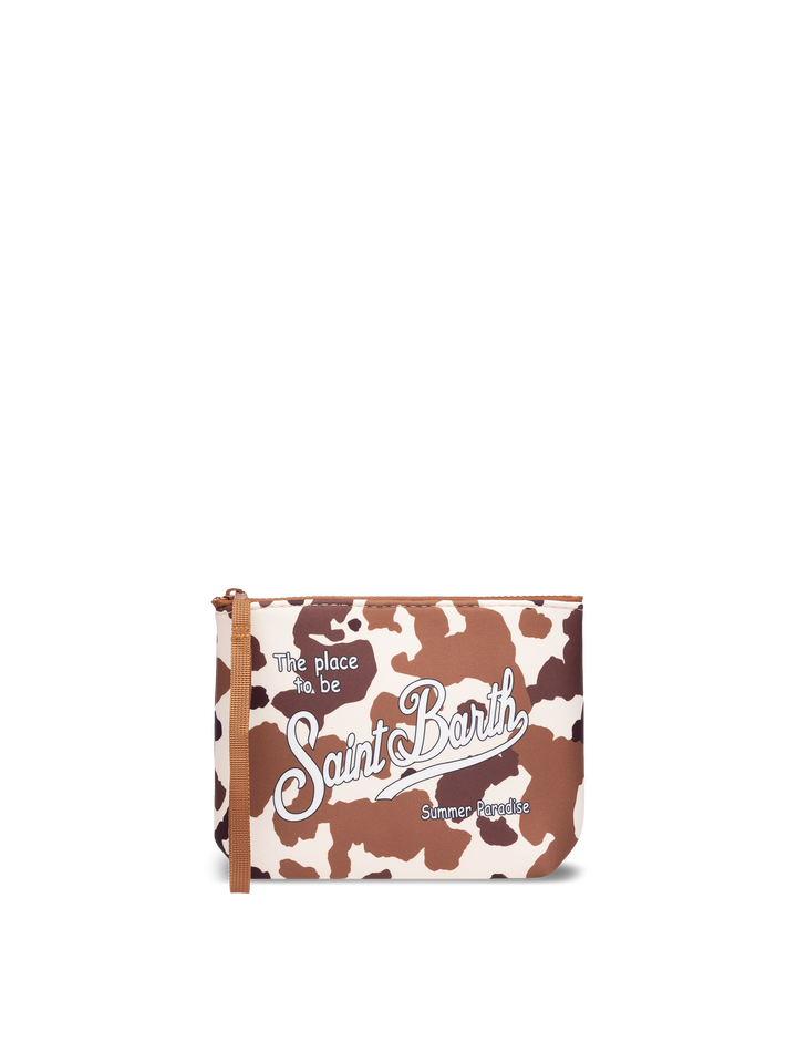 Pochette Aline in scuba con stampa mucca