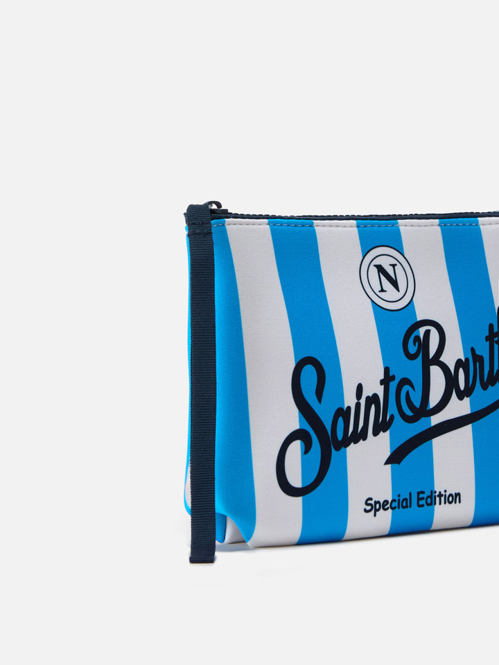 Aline scuba pouch in white and light blue with Napoli crest | Special Edition