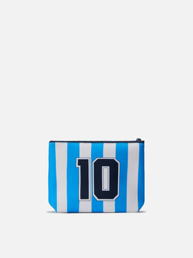 Pochette Aline in scuba bianca e azzurra con stemma Napoli | Special Edition