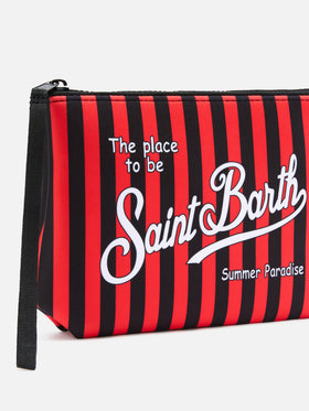 Black Aline scuba pouch with AC Milan striped print | AC MILAN SPECIAL EDITION