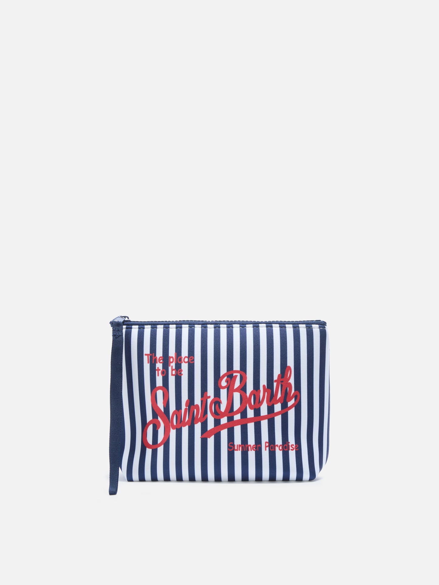 Aline scuba pouch with blue striped print