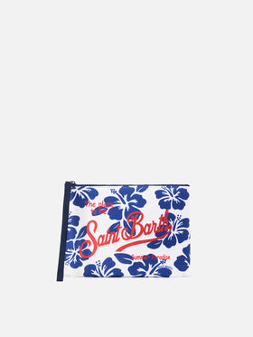 Aline scuba pouch with Hibiscus print