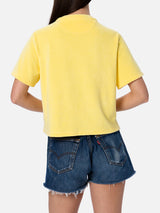 Woman pale yellow terry cotton crewneck t-shirt Emilie