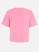 T-shirt da donna rosa girocollo in spugna di cotone Emilie