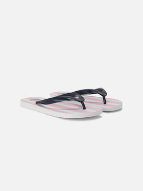Alma rubber slip-on flip flops with pink and white stripes
