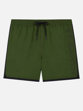 Herren-Badeshorts mit seitlichem Logo und Kontrast