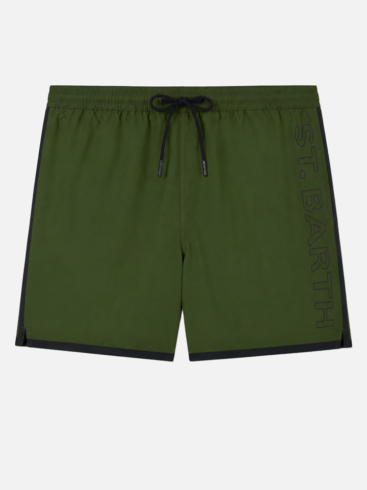 Alphaclub military green technical fabric swim shorts