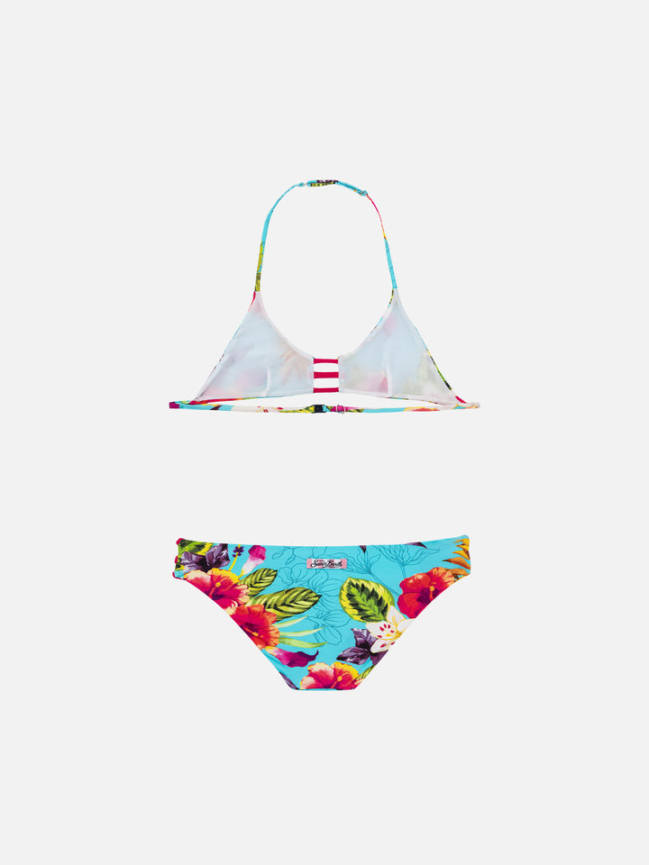 Bikini da bambina stampa ibiscus