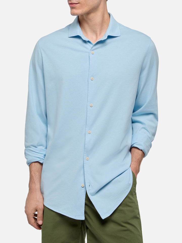 Amalfi light blue jersey piquet shirt