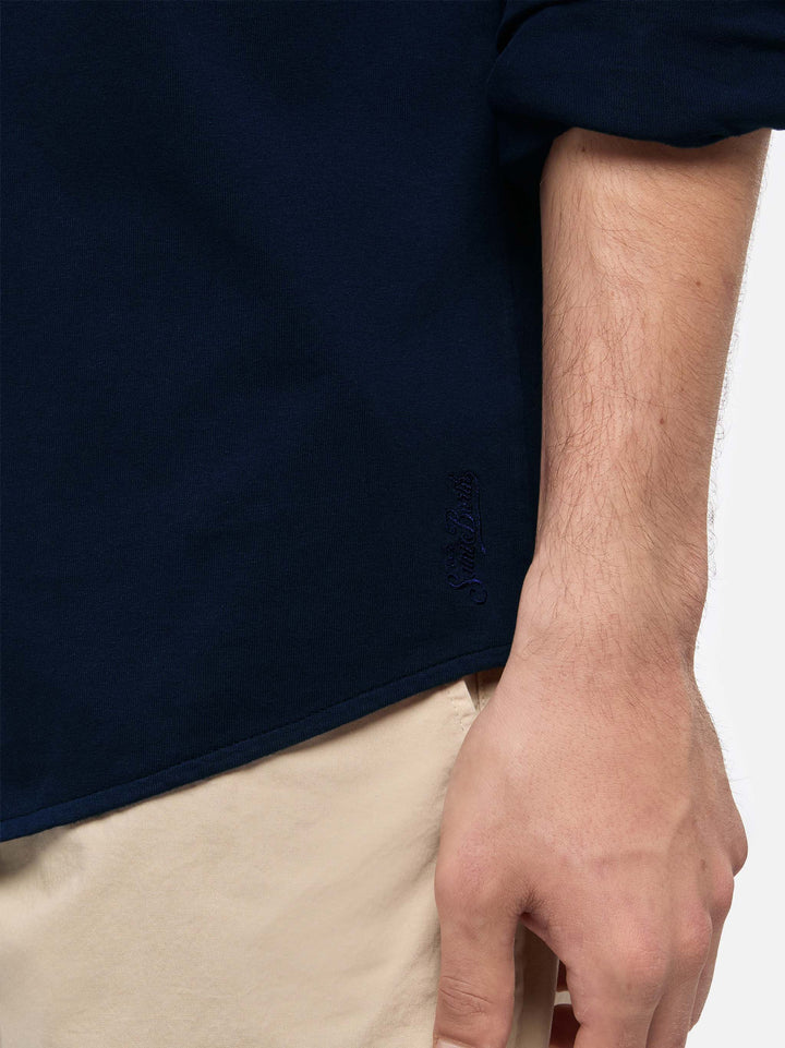 Amalfi navy blue jersey piquet shirt