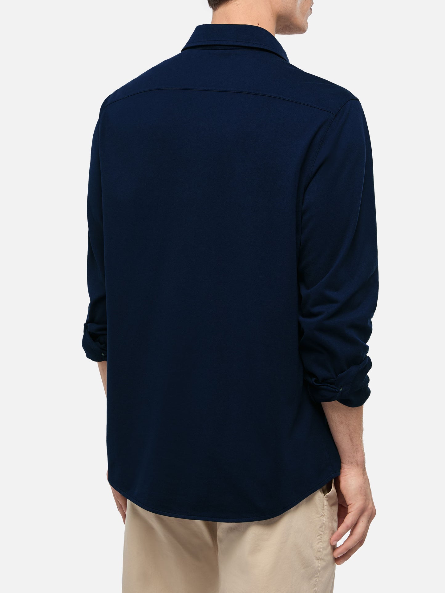 Amalfi navy blue jersey piquet shirt