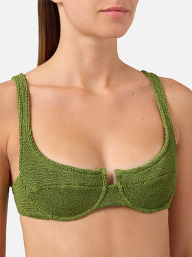 Bikini Amira Marielle verde militare in tessuto crinkle
