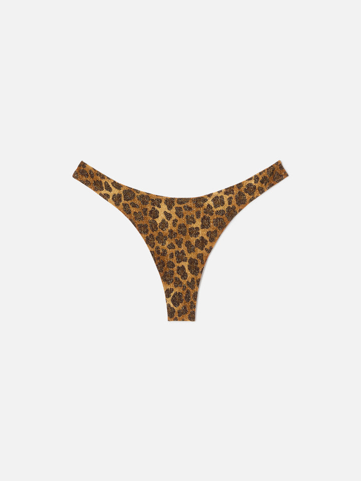 Naomi brazilian bikini bottoms in lurex fabric with animal print