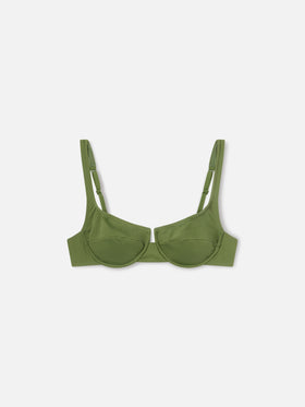 Amira balconette bikini top in solid military green