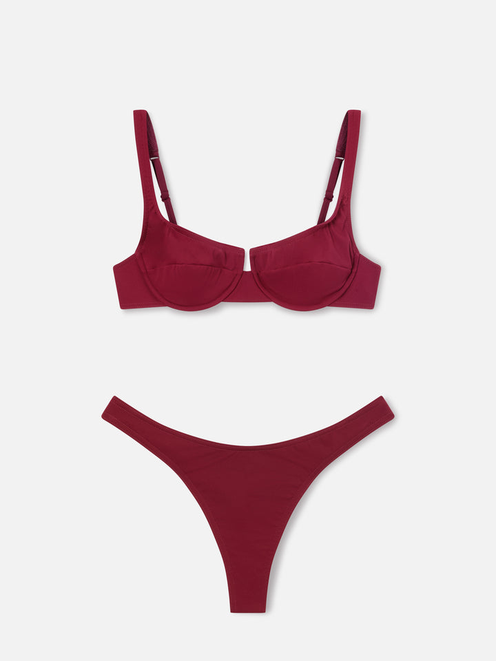 Bikini balconnet Amira Naomi bordeaux en couleur unie 