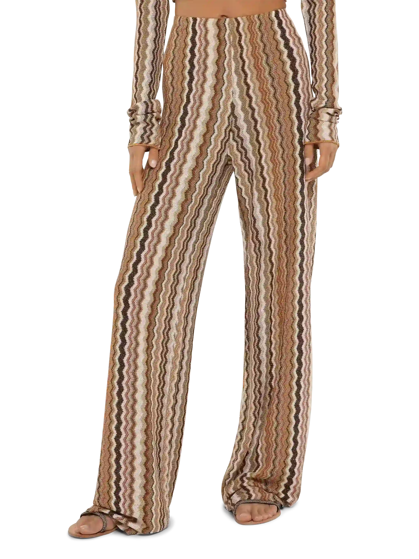 Pantaloni a gamba larga Amalia in maglia raschel