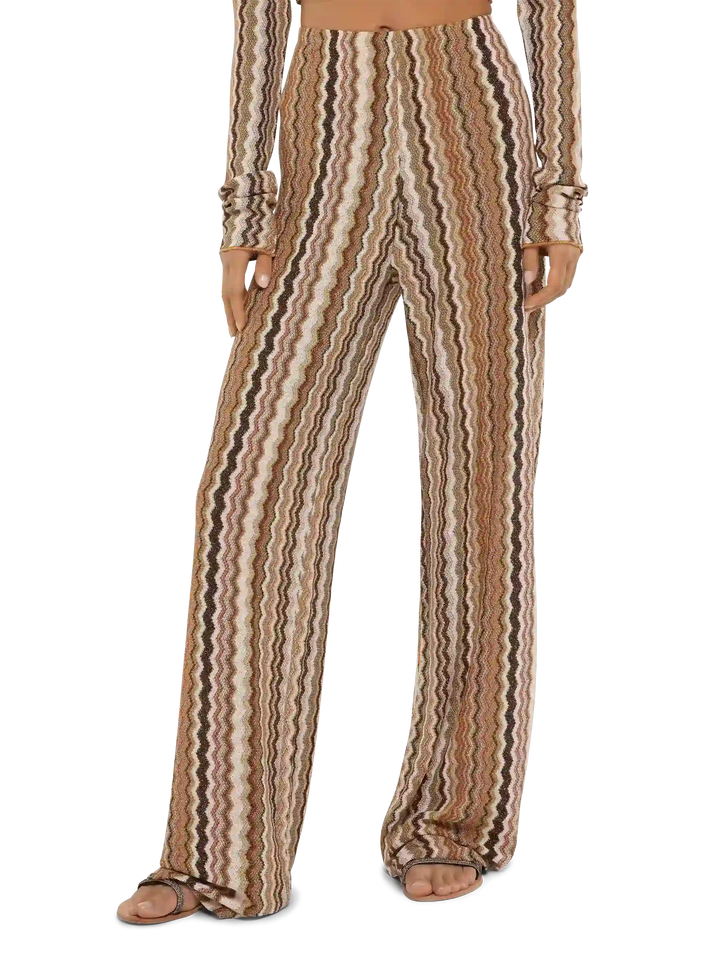 Pantaloni a gamba larga Amalia in maglia raschel
