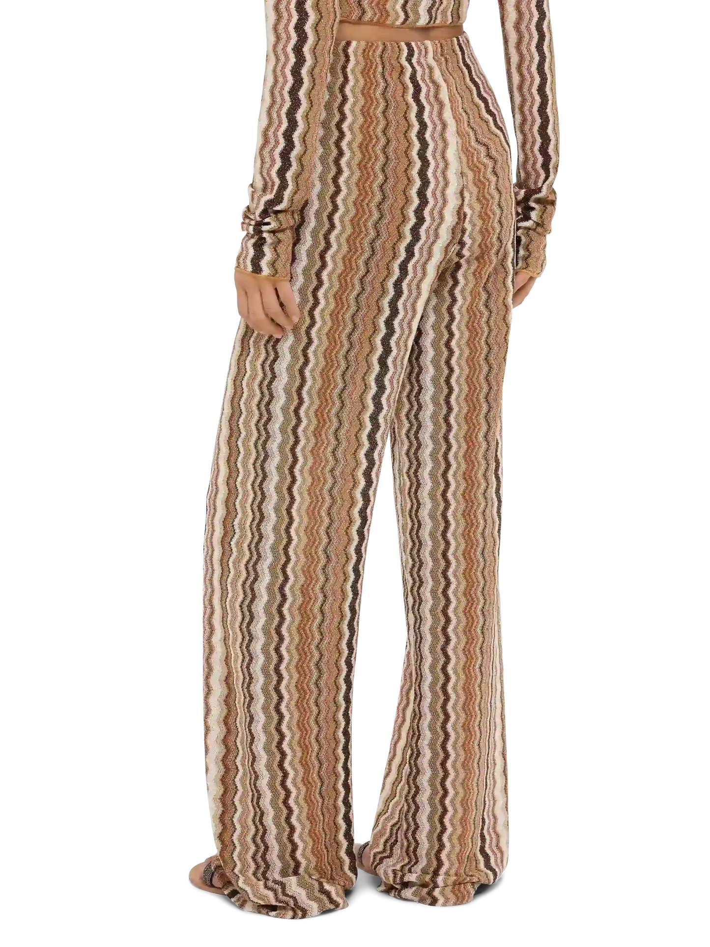 Pantaloni a gamba larga Amalia in maglia raschel