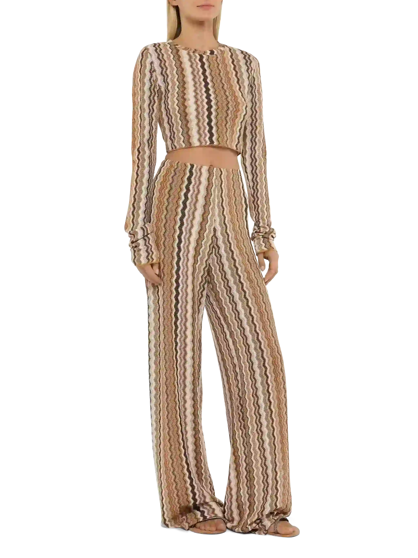 Pantaloni a gamba larga Amalia in maglia raschel