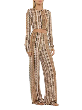 Pantaloni a gamba larga Amalia in maglia raschel