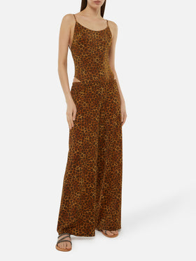 Amalia leopard lurex wide-leg trousers
