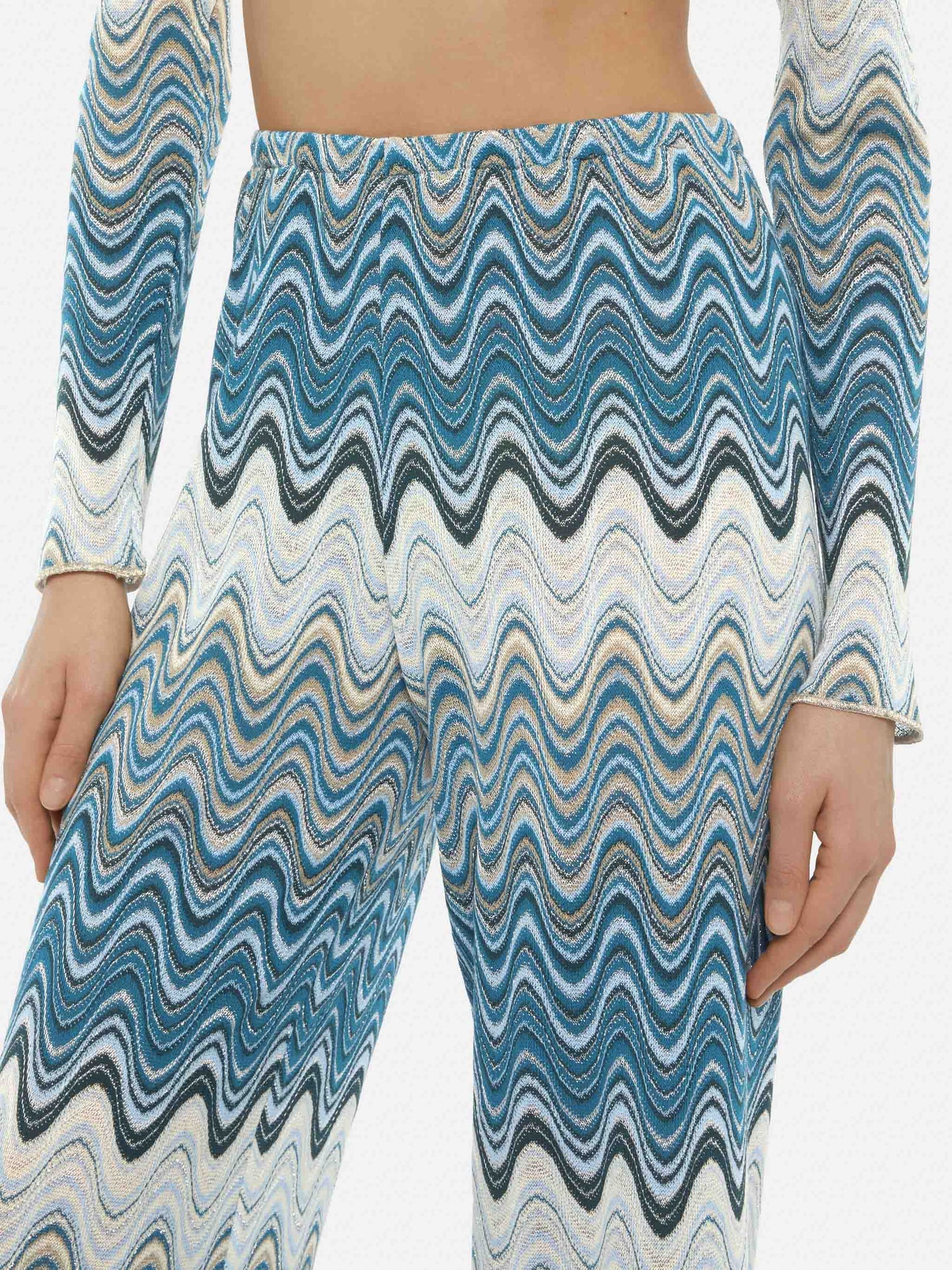 Pantaloni a gamba larga Amalia in maglia raschel