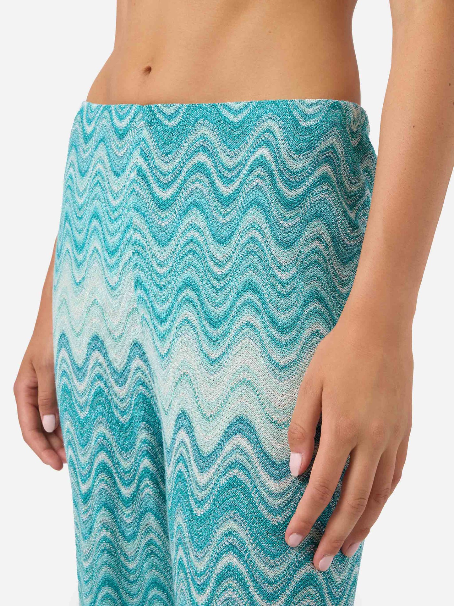Pantalon long raschel dégradé Aqua green Amalia 