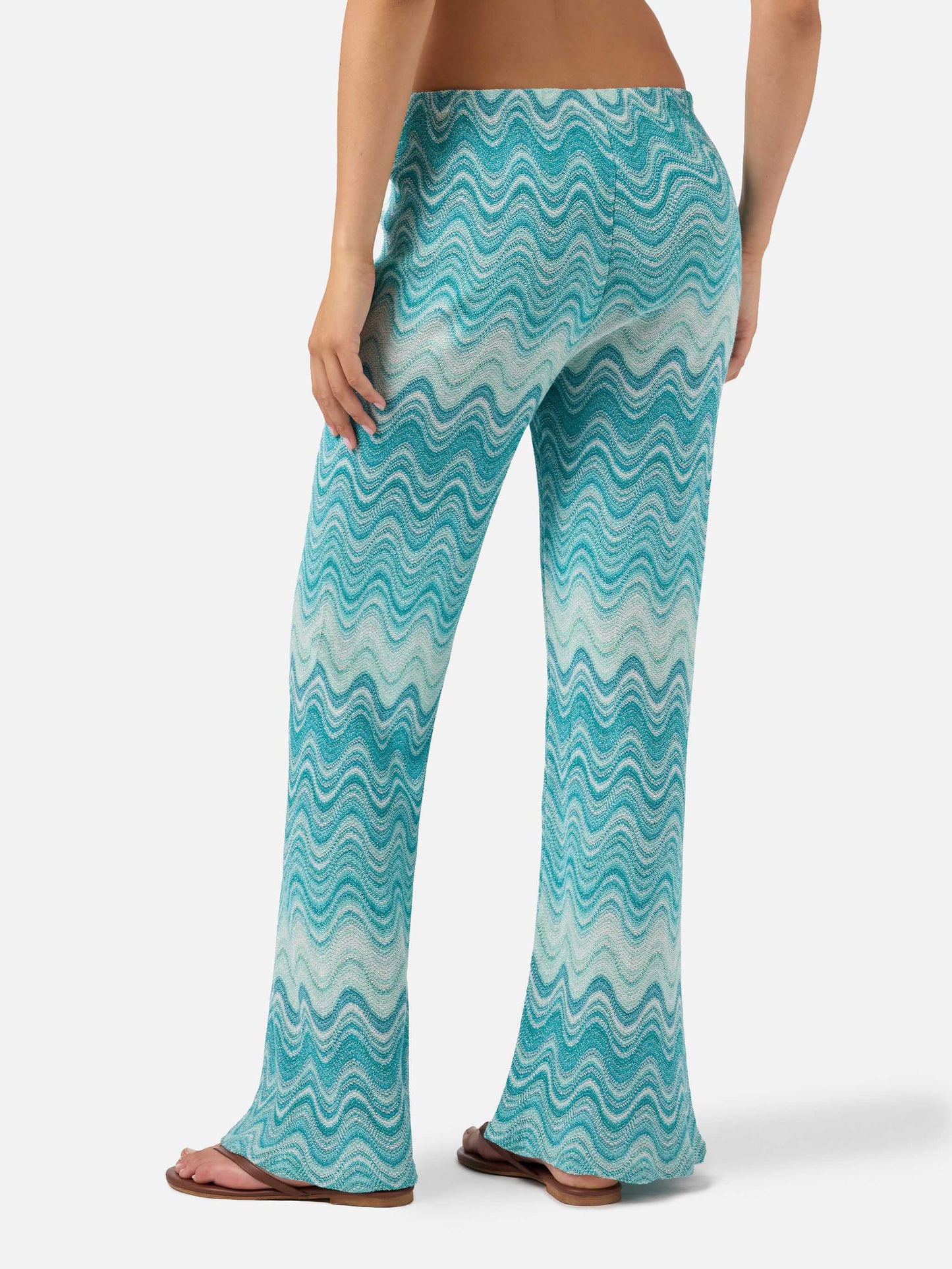 Pantalon long raschel dégradé Aqua green Amalia 