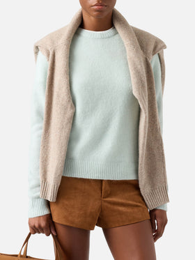 Pull ras-du-cou en maille Ammy vert menthe clair, en doux mélange de laine d’alpaga 