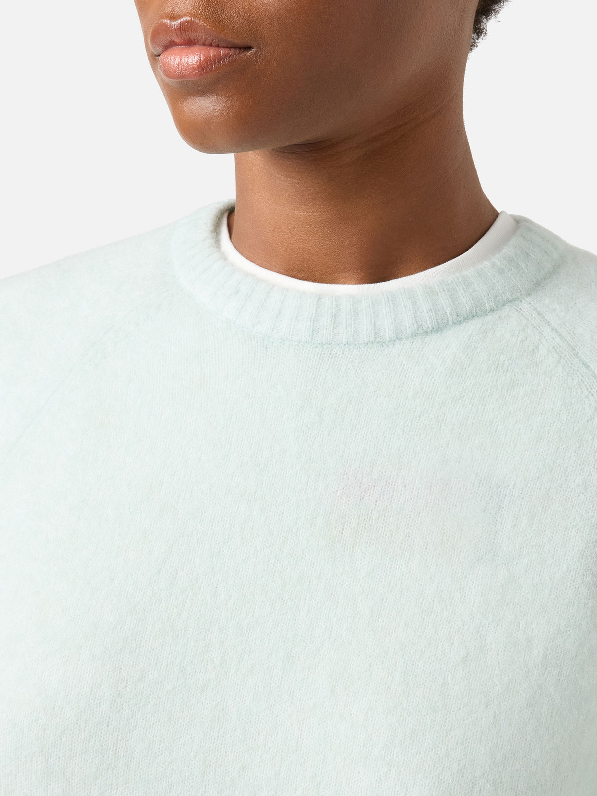 Pull ras-du-cou en maille Ammy vert menthe clair, en doux mélange de laine d’alpaga 