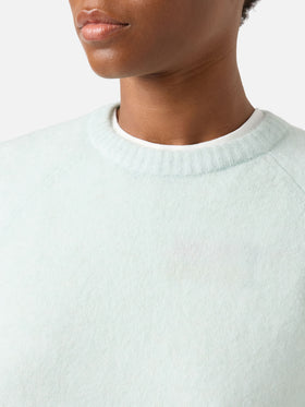 Pull ras-du-cou en maille Ammy vert menthe clair, en doux mélange de laine d’alpaga 