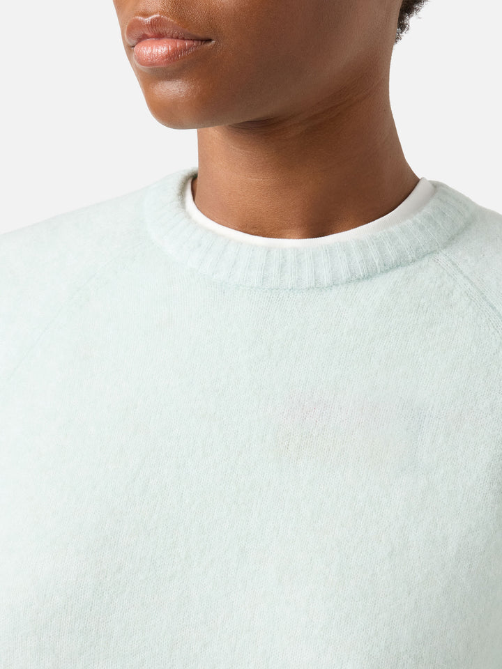 Jersey de cuello redondo Ammy en mezcla de suave lana de alpaca color menta claro 