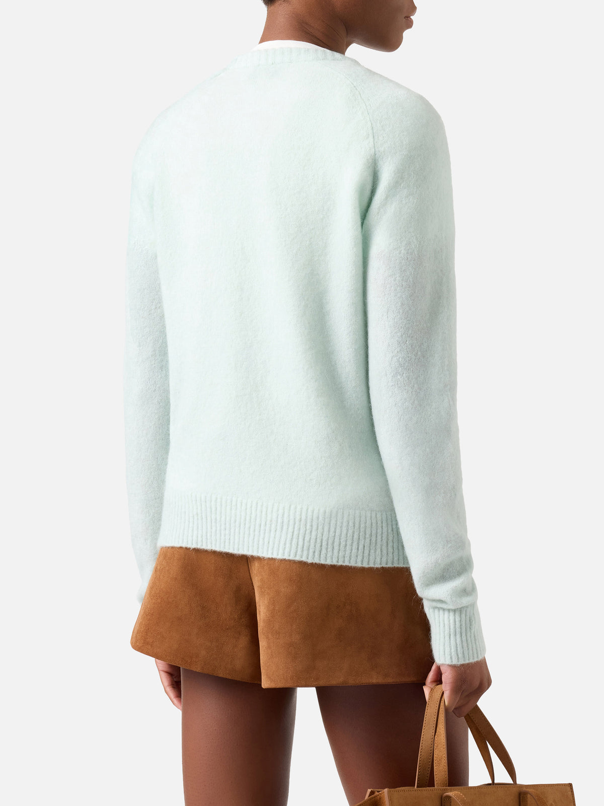 Pull ras-du-cou en maille Ammy vert menthe clair, en doux mélange de laine d’alpaga 