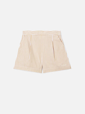 Beige striped Amani cotton shorts