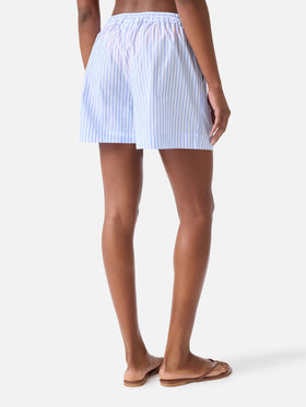 Light blue striped Amani cotton shorts