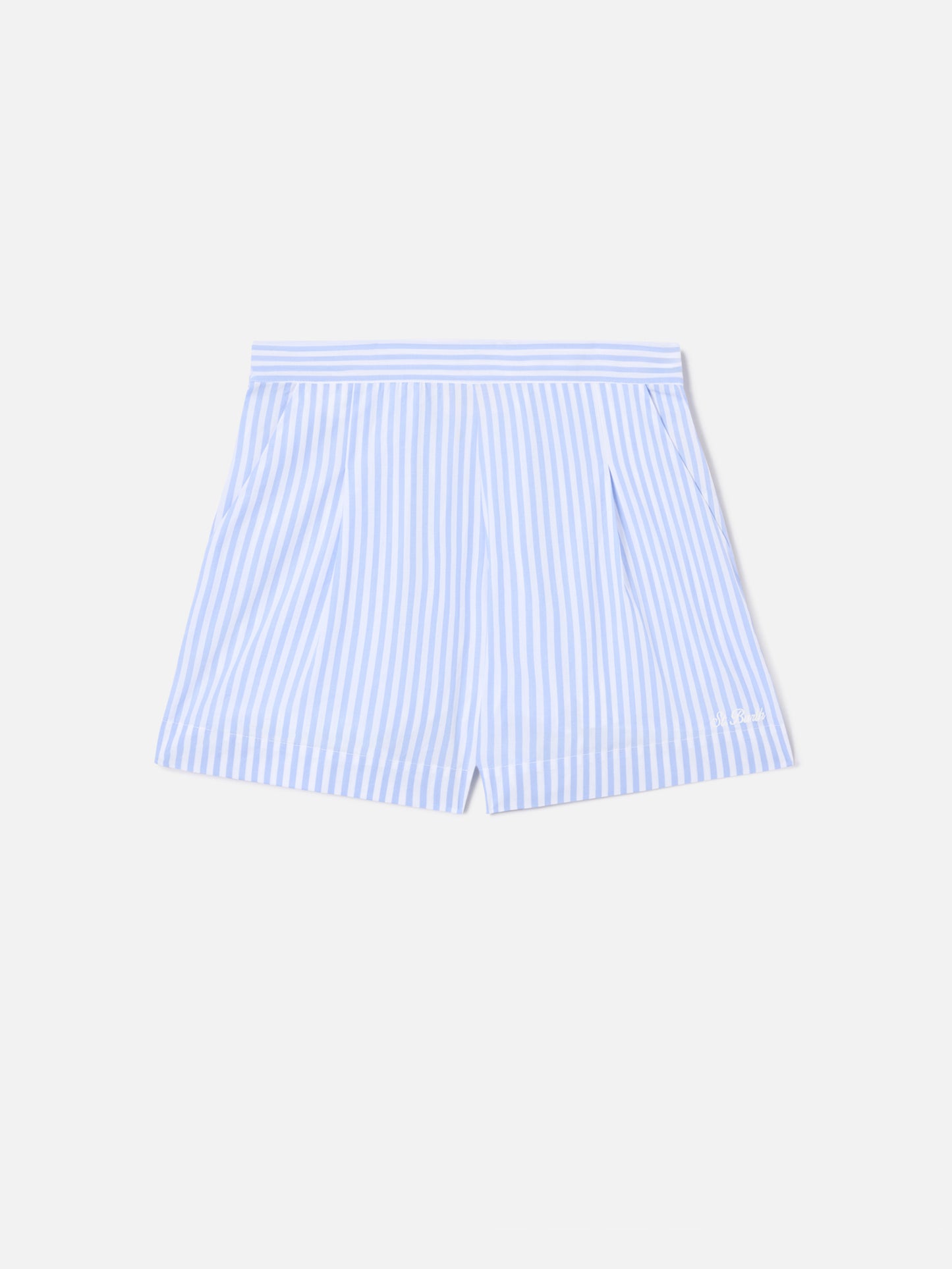 Light blue striped Amani cotton shorts