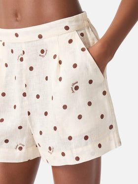 Short Amani in lino con stampa a pois