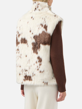 Gilet Ambre in faux fur con stampa muccata