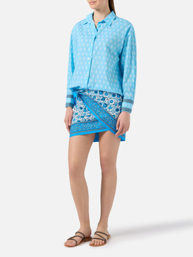 Gonna pareo Angie in voile con stampa batik floreale