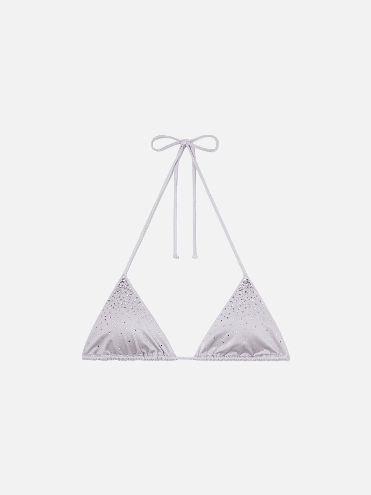 Annabelle triangle bikini top in silver with applied strass details