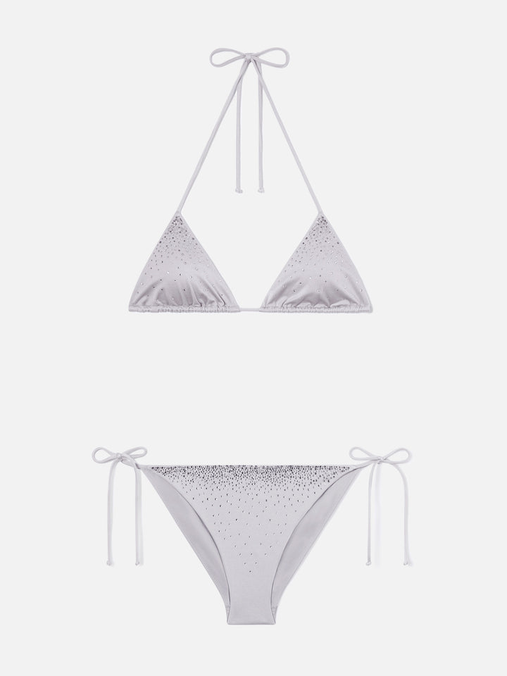 Bikini Annabelle Virgo argent à finition brillante avec détails en strass 