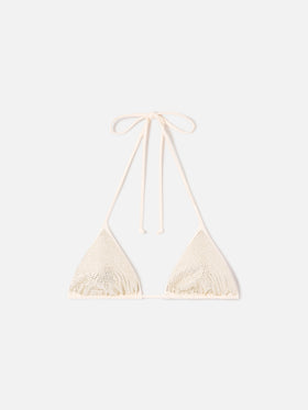 Nude Annabelle triangle bikini top with rhinestones