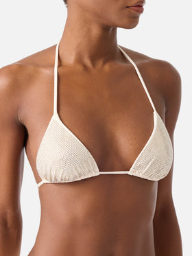 Annabelle Virgo beige rhinestone triangle bikini