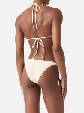 Annabelle Virgo beige rhinestone triangle bikini