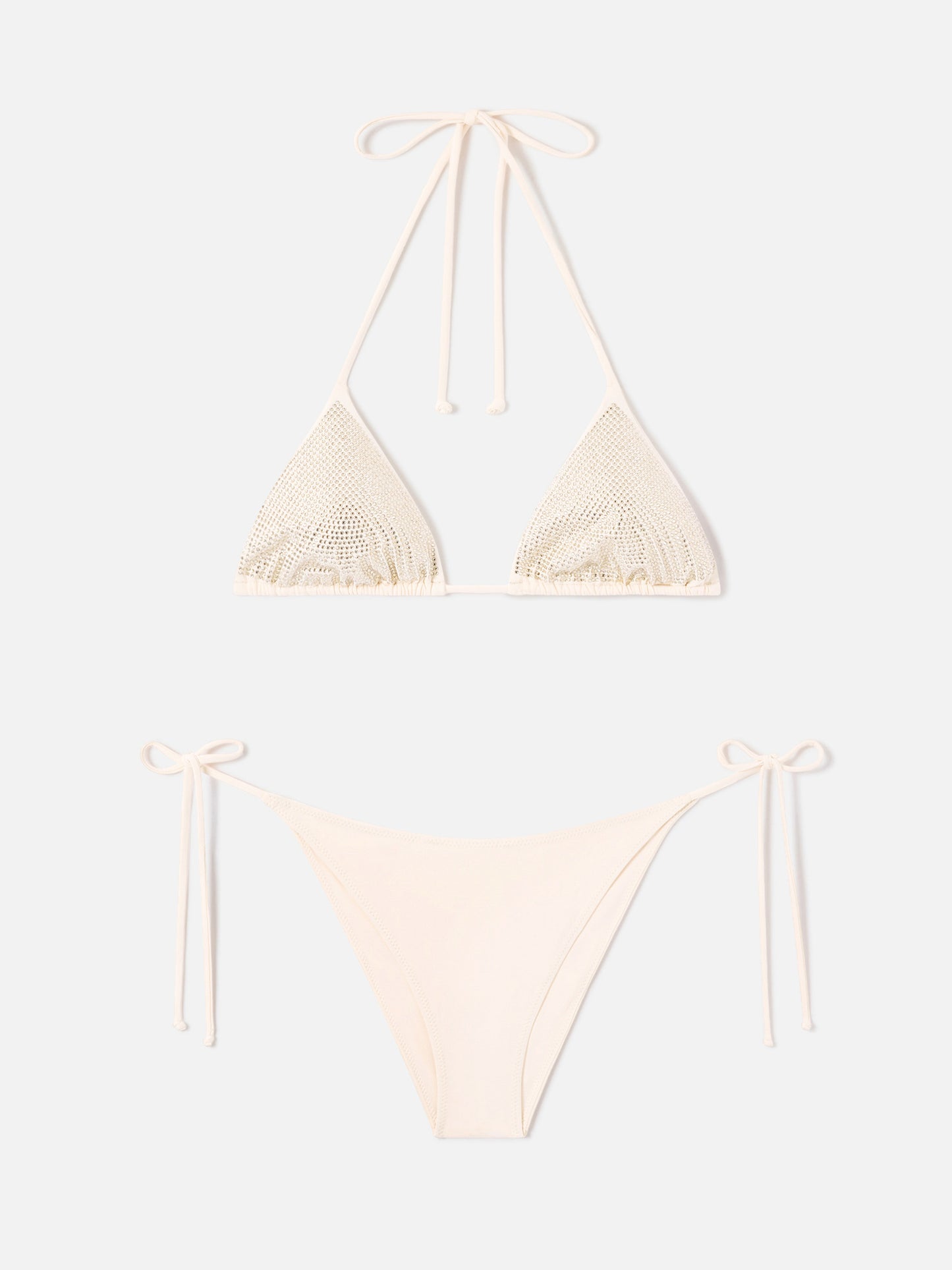 Annabelle Virgo beige rhinestone triangle bikini