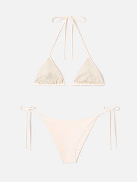 Annabelle Virgo beige rhinestone triangle bikini