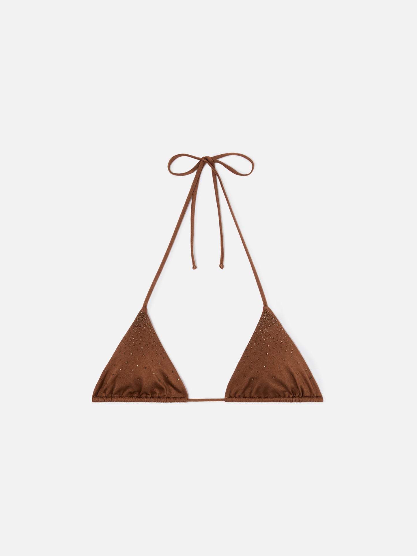 Top bikini Annabelle triangolo marrone con dettagli strass applicati