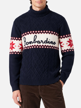 Pullover mit halbem Rollkragen und Bombardino-Schriftzug 