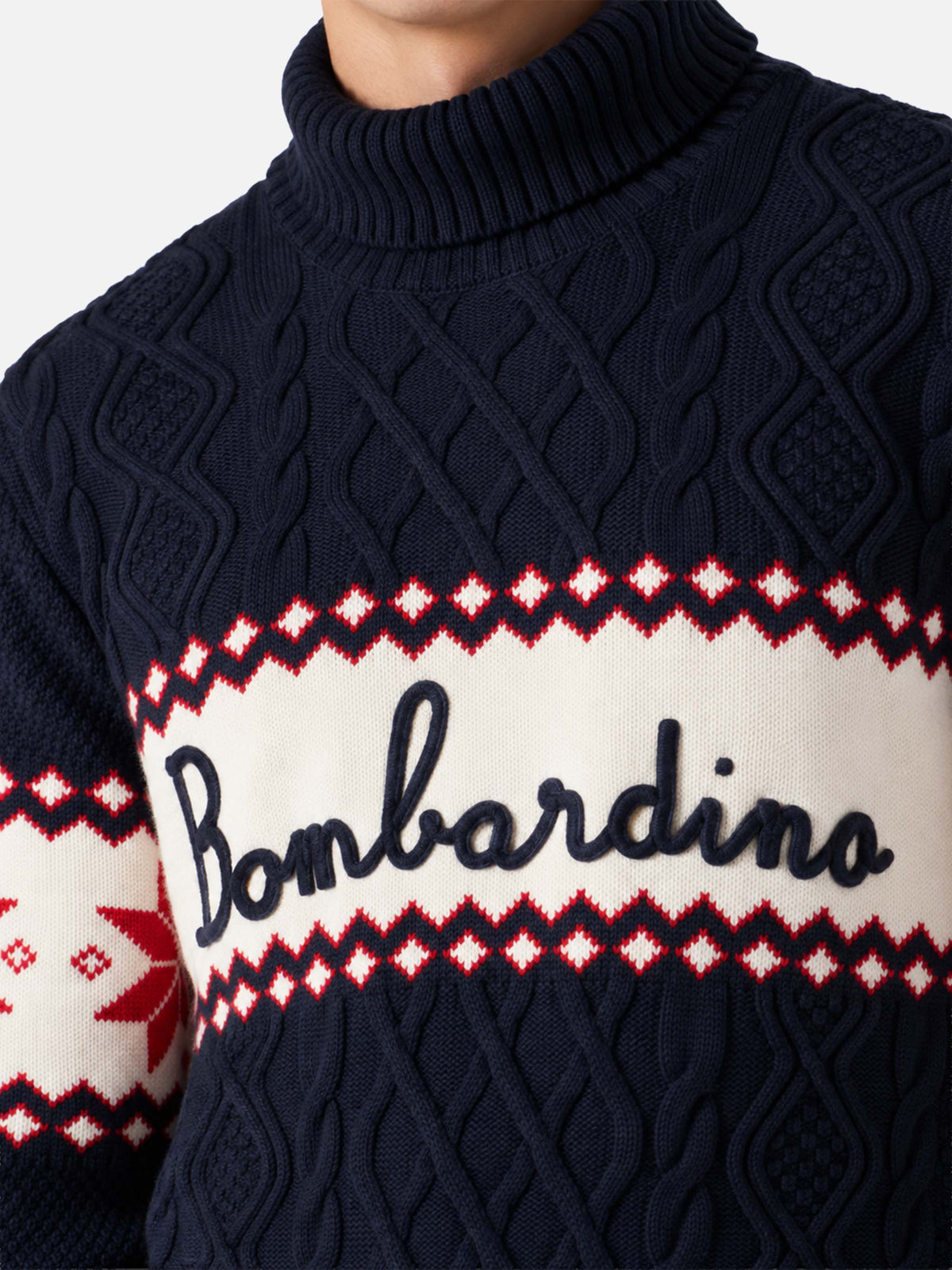 Pullover mit halbem Rollkragen und Bombardino-Schriftzug 
