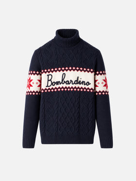 Pullover mit halbem Rollkragen und Bombardino-Schriftzug 
